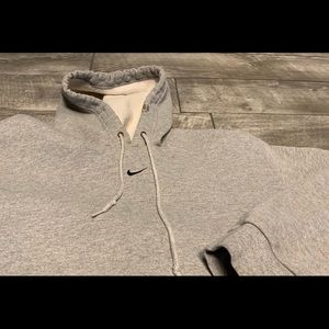 Men's Nike Center Check Swoosh Vintage Gray Hoodie Pullover Sweatshirt Size XXL